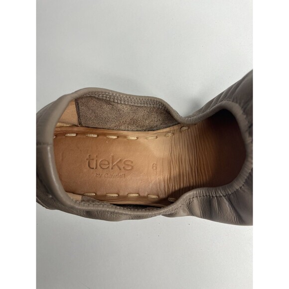 TIEKS by Gavrieli Taupe Ballet Flats Size 6 Classic Foldable Full Grain Leather - Picture 3 of 6